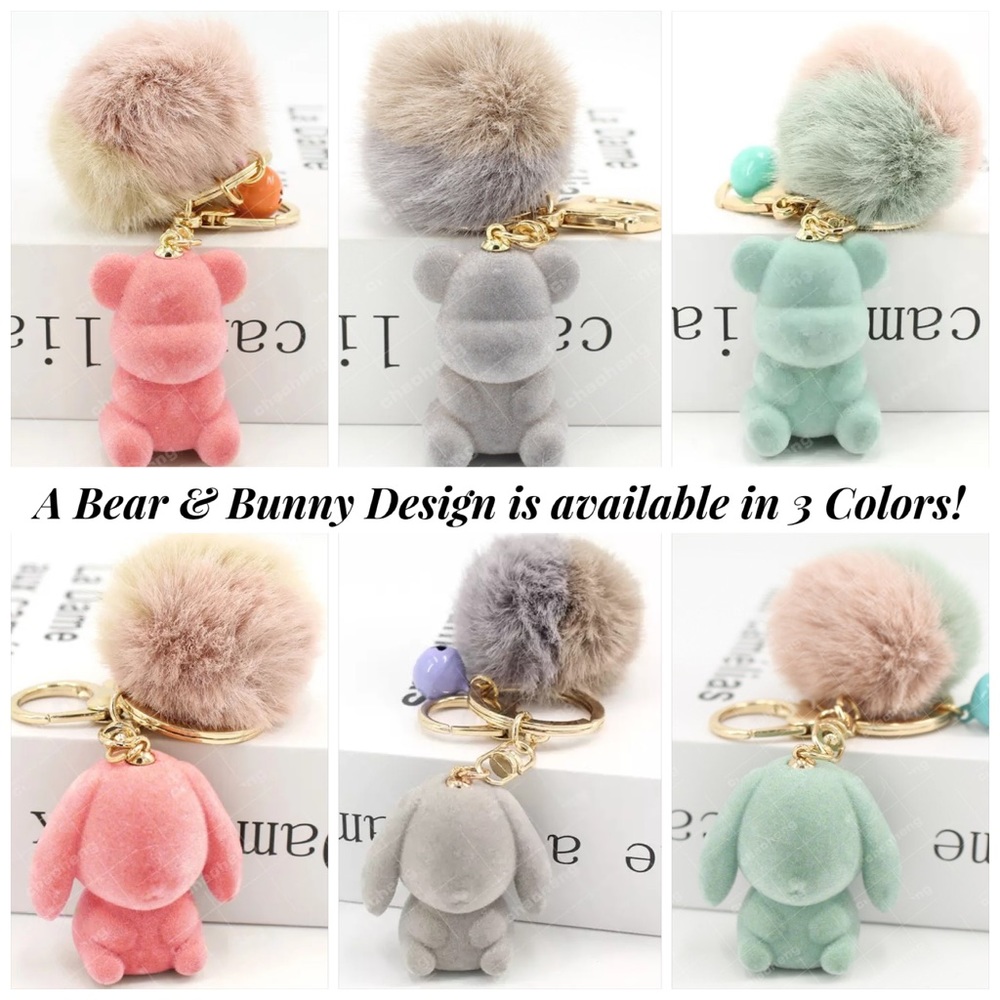 Mint Green Felt Bunny Charm with Pom Pom Keychain - Picture 10 of 10